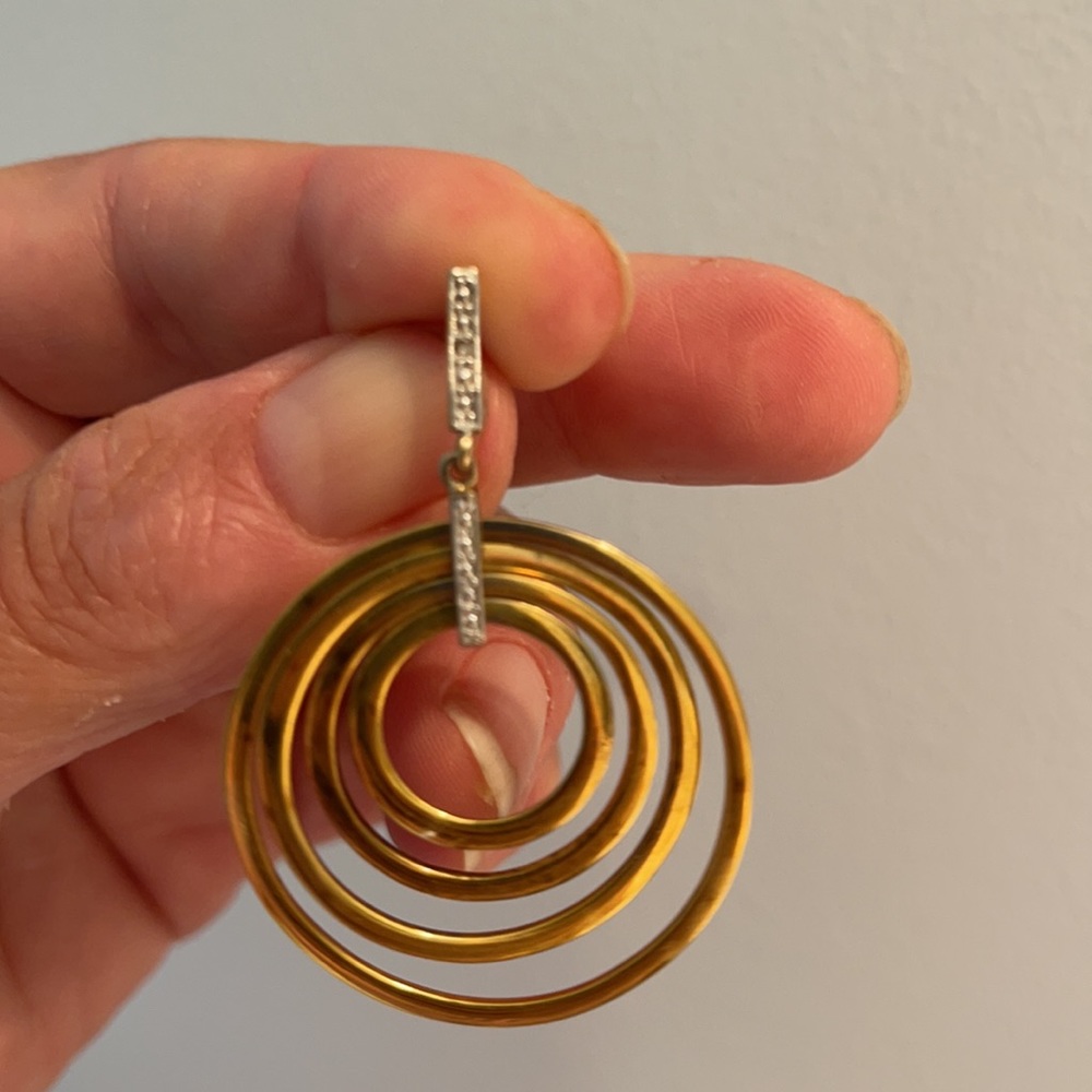 Solid Sterling Silver Yellow Gold Plated Earrings - image 2